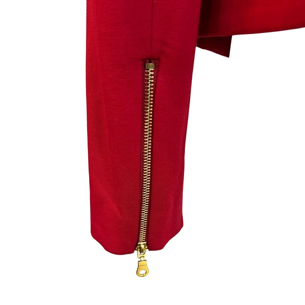 Philosophy Republic Red Cropped Blazer Gold Zip Front Jacket Structured L - Picture 5 of 9